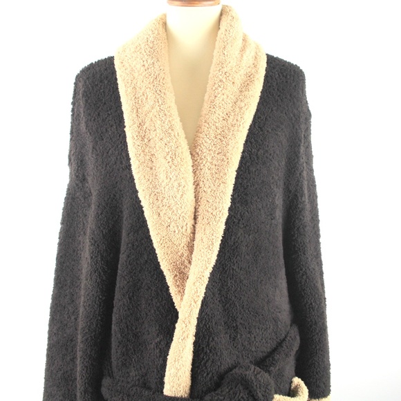 Barefoot Dreams Black and Tan Robe - Picture 2 of 6